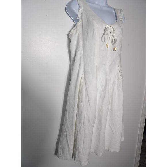 INC International Concepts 14 Dress White A Line Cottage Core Lace Up NWT - Picture 4 of 15